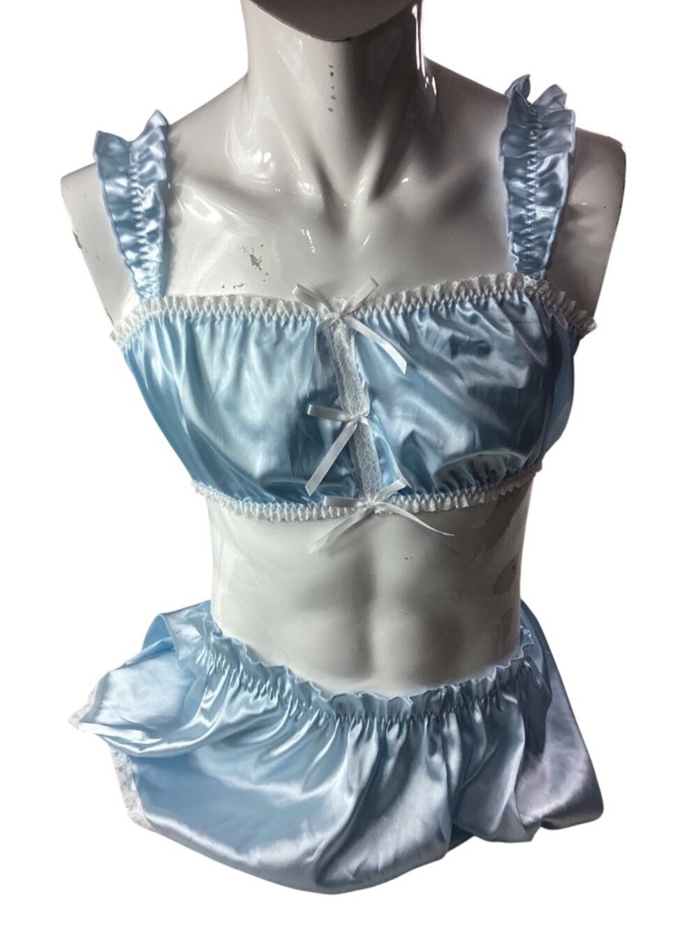 Sissy Boy Sleepwear*Blue*Satin*XL*NIP*Lingerie*Sexy*Cosplay*Halloween*Sissy*Girl